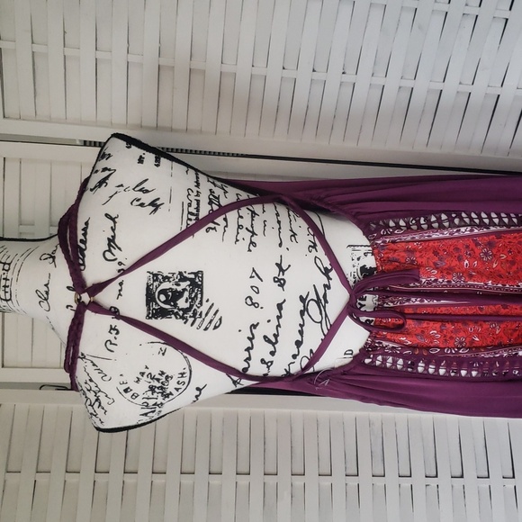 Free People Intimately Backless Red and Purple Maxi Dress Size M New - Picture 6 of 8